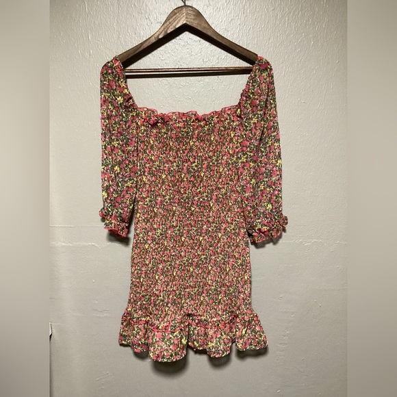 Dress Forum Colorful Floral Smocked Puff Sleeve Mini Dress - Picture 2 of 6